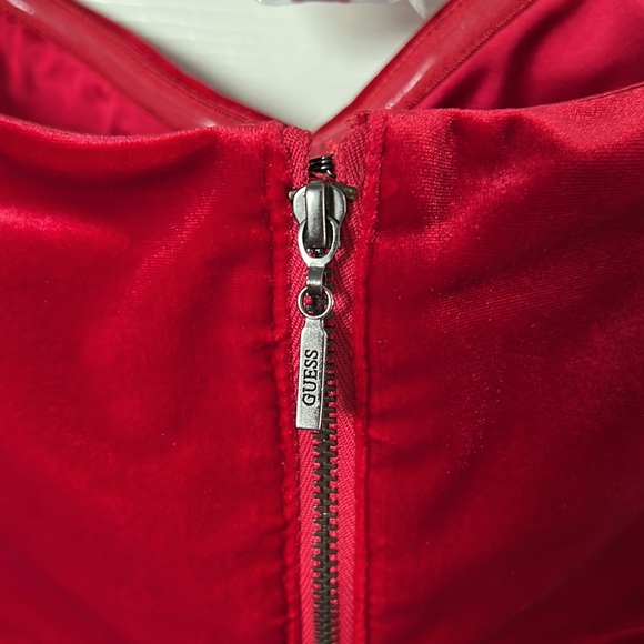 Guess red velvet peplum top (S) - Picture 5 of 7